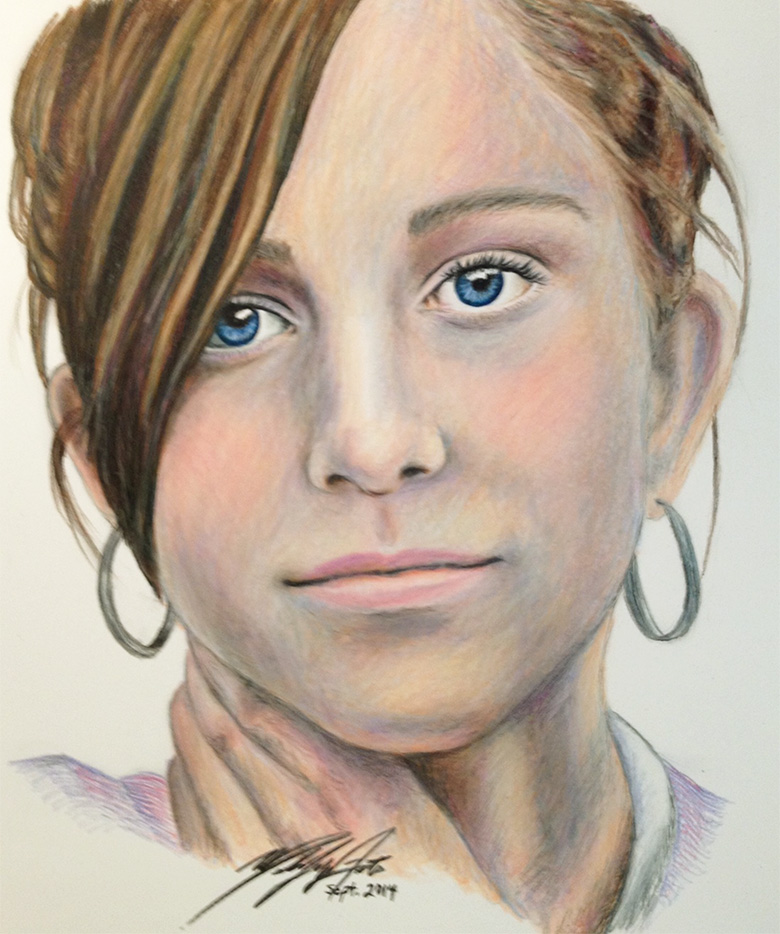 Colored pencil portrait of girl