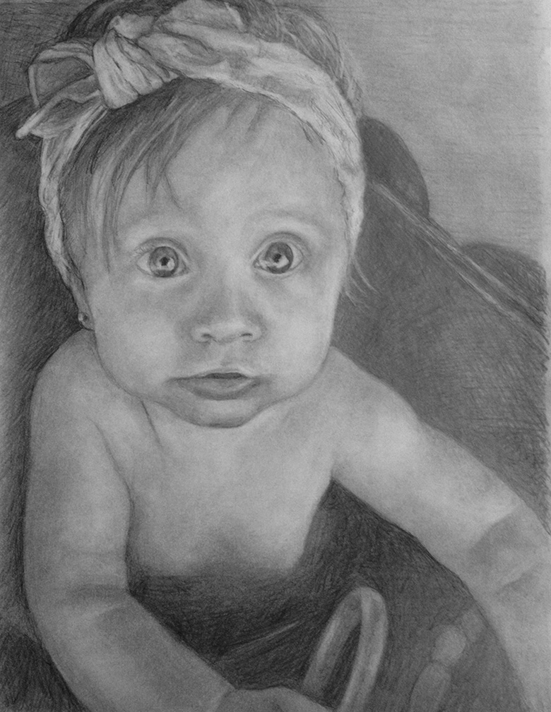 Pencil drawing of baby