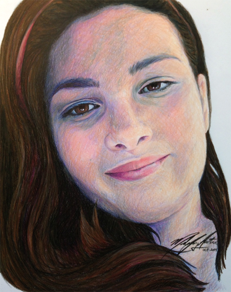 Colored pencil portrait of girl